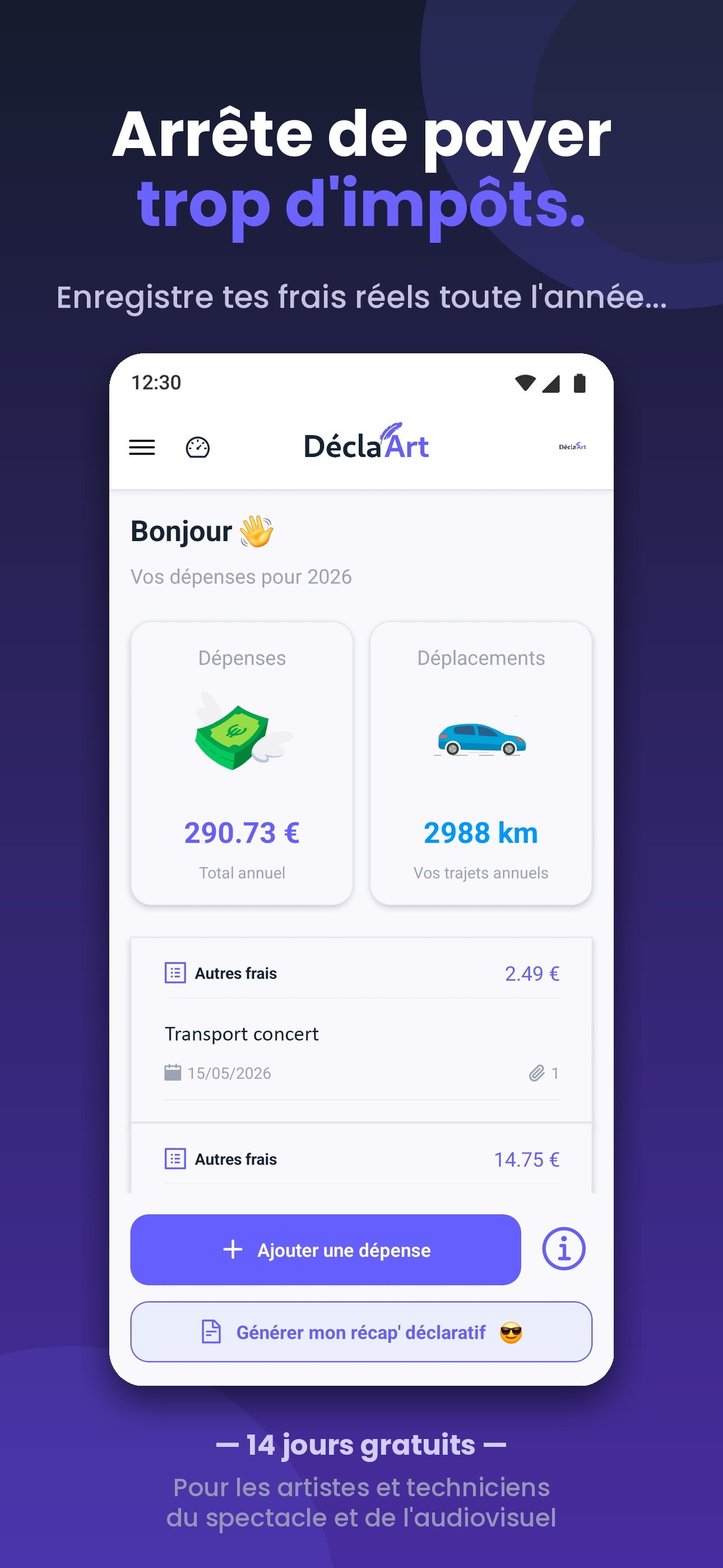 Tableau de bord DéclaArt
